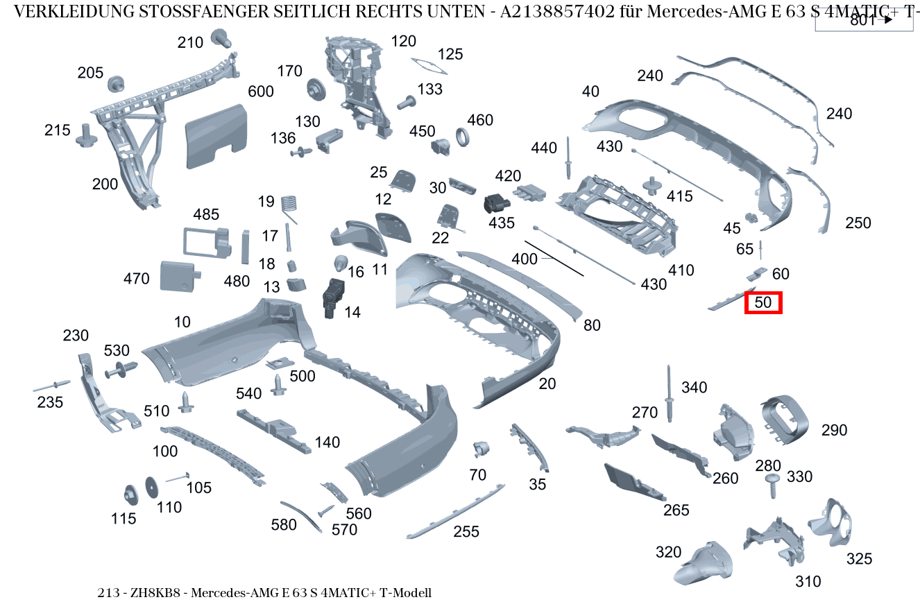 Verkleidung Stossfänger SEITLICH RECHTS UNTEN Mercedes-AMG E 63 S 4MATIC+ T-Modell 213 Verkleidung Stossfänger SEITLICH RECHTS UNTEN Mercedes-AMG E 63 S 4MATIC+ T-Modell 213
