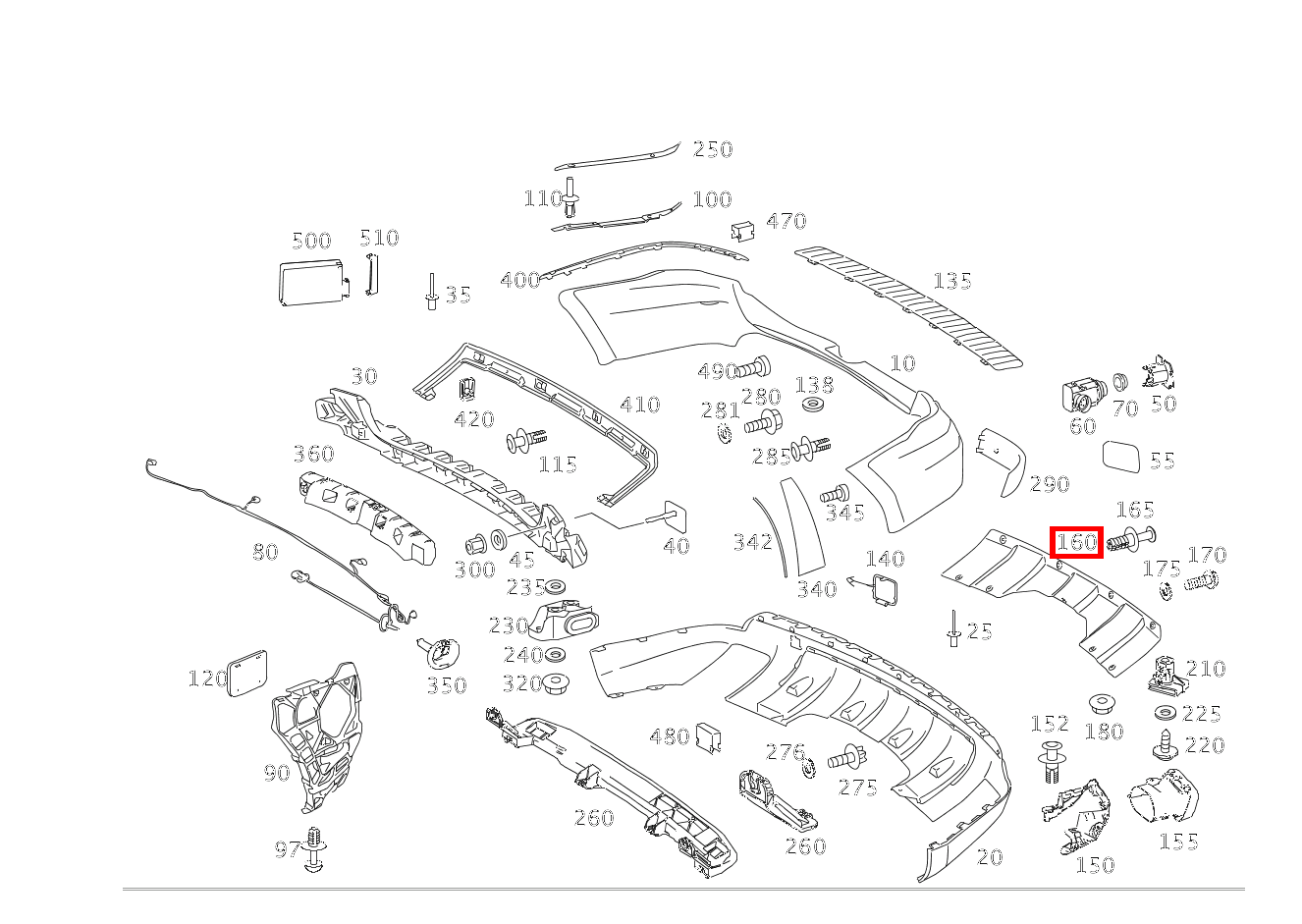 Abdeckklappe Stoßfänger hinten unten GL 550 4MATIC Off-Roader 164