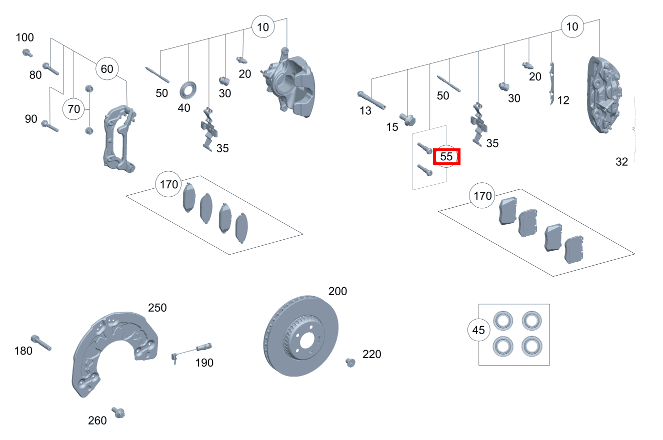 TEILESATZ FUEHRUNGSBOLZEN Bremssattel links und rechts Mercedes-AMG E 63 S 4MATIC+ T-Modell 213 TEILESATZ FUEHRUNGSBOLZEN Bremssattel links und rechts Mercedes-AMG E 63 S 4MATIC+ T-Modell 213