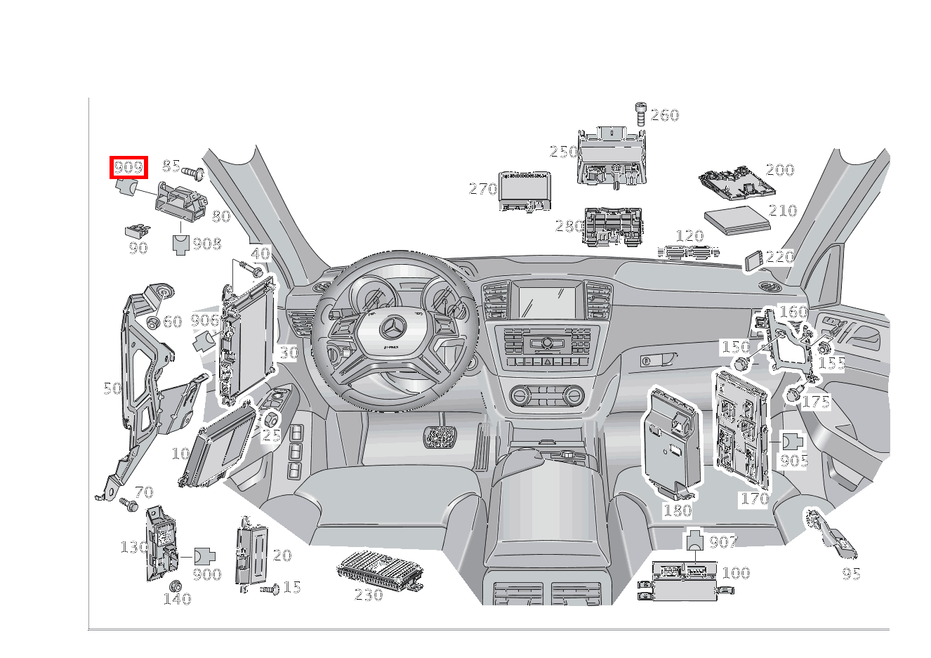 Sicherungsdose SICHERUNGSDOSE COCKPIT F3/3; 12-PIN GSK1 GLS 500 4MATIC 166