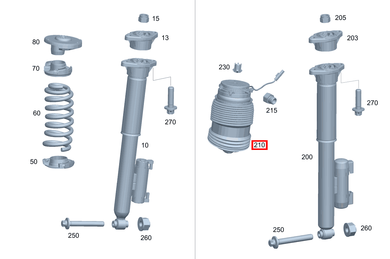 Luftfeder HINTEN LINKS Mercedes-AMG CLS 53 4MATIC+ 257 Luftfeder HINTEN LINKS Mercedes-AMG CLS 53 4MATIC+ 257