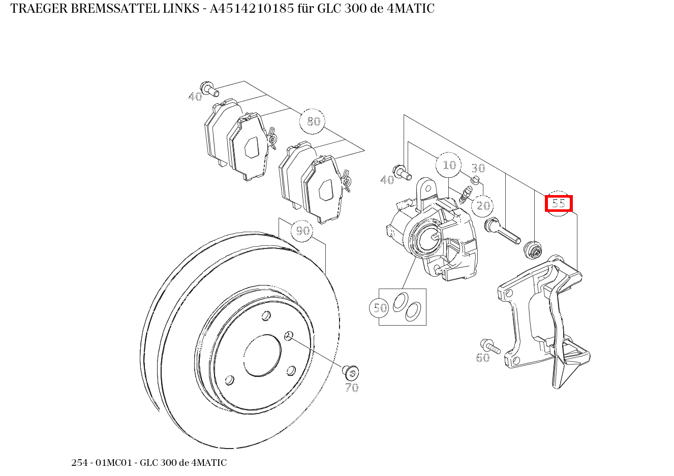 Träger BREMSSATTEL LINKS GLC 300 de 4MATIC 254 Träger BREMSSATTEL LINKS GLC 300 de 4MATIC 254