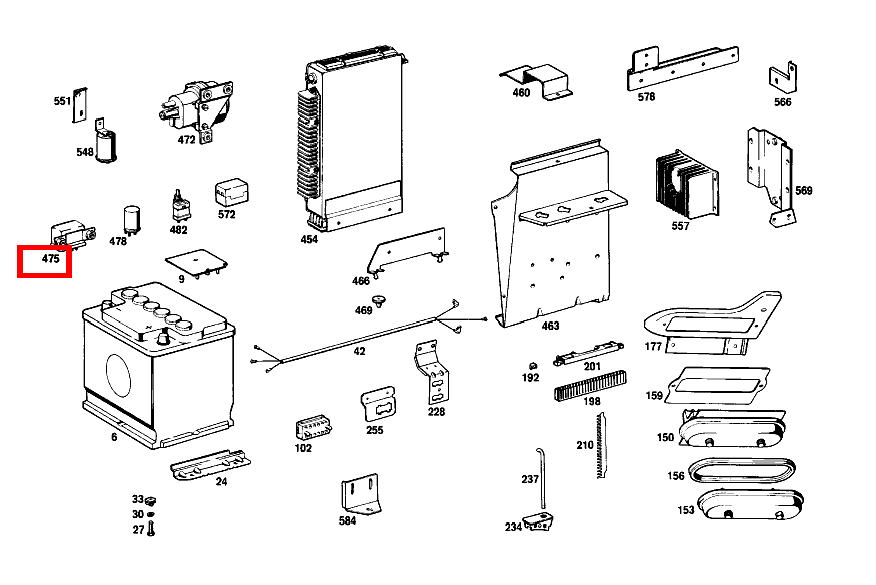 Relais KRAFTSTOFFPUMPE UND ELEKTRONIK 220 SE b/C 111