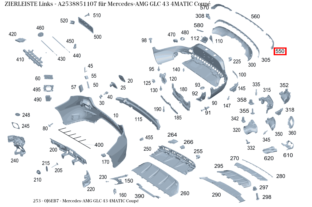 Zierleiste Links Mercedes-AMG GLC 43 4MATIC Coupé 253 Zierleiste Links Mercedes-AMG GLC 43 4MATIC Coupé 253
