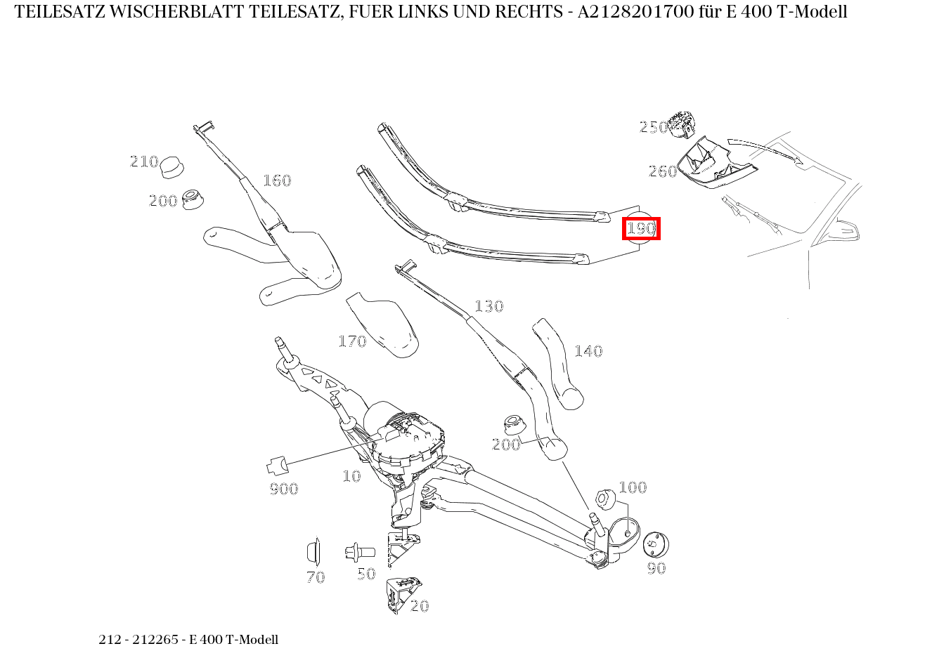 Teilesatz Wischerblatt TEILESATZ, FUER LINKS UND RECHTS E 400 T-Modell 212