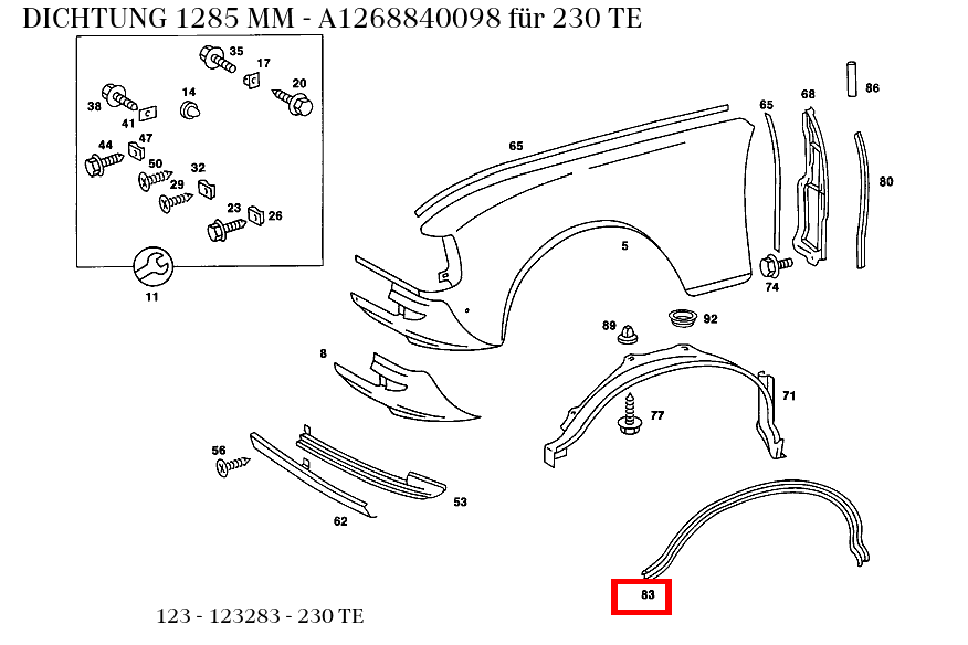 ABDICHTUNG 1285 MM 230 TE 123 ABDICHTUNG 1285 MM 230 TE 123