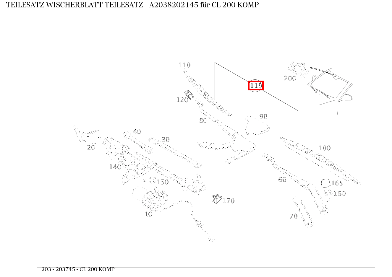 Teilesatz Wischerblatt TEILESATZ CL 200 KOMP 203 Teilesatz Wischerblatt TEILESATZ CL 200 KOMP 203