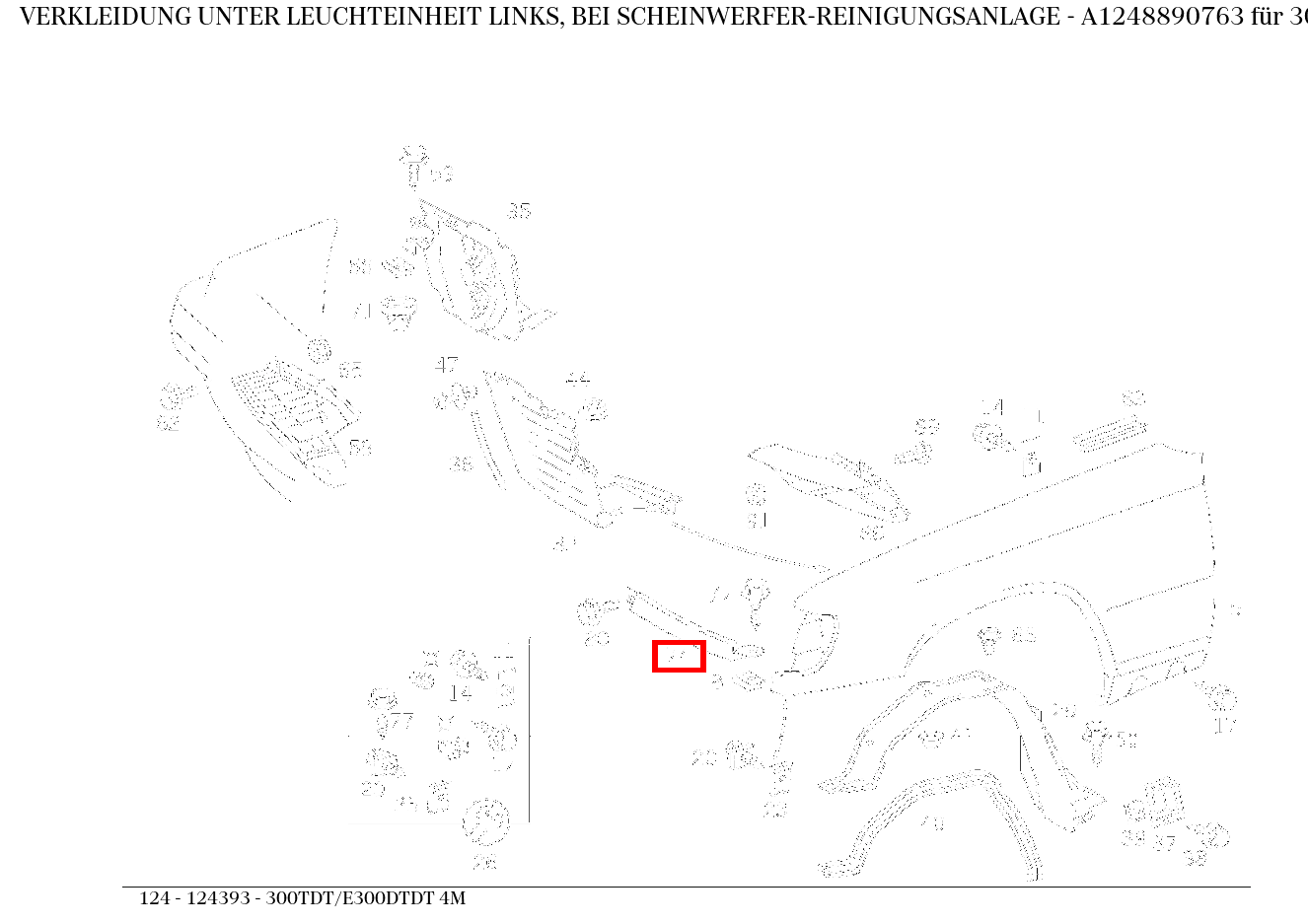 Verkleidung UNTER LEUCHTEINHEIT LINKS, BEI SCHEINWERFER-REINIGUNGSANLAGE 300TDT/E300DTDT 4M 124