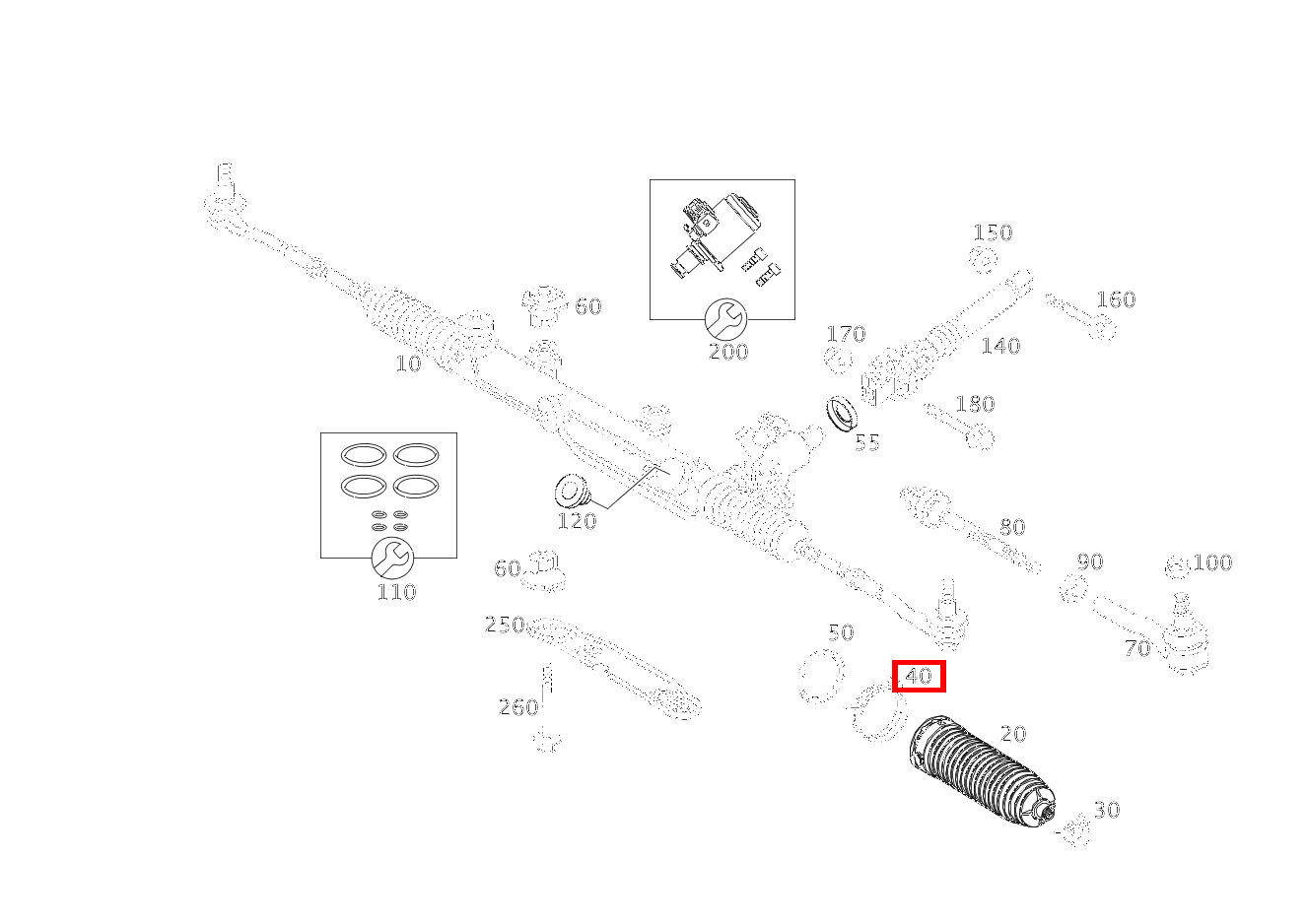 EINOHRKLEMME INNEN LINKS UND RECHTS; 68 MM C 320 Sportcoupé 203