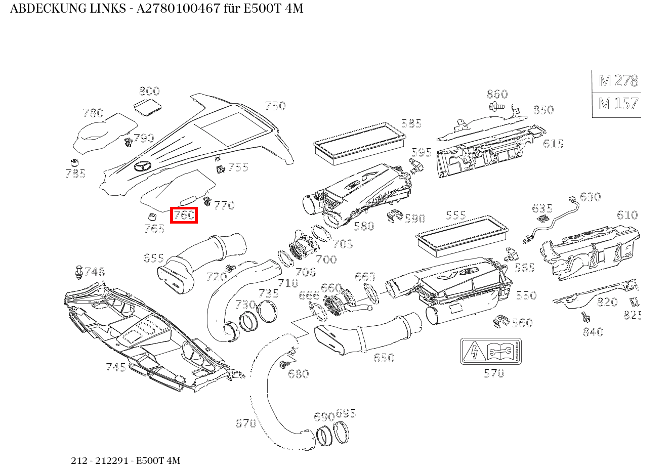 Abdeckung LINKS E500T 4M 212