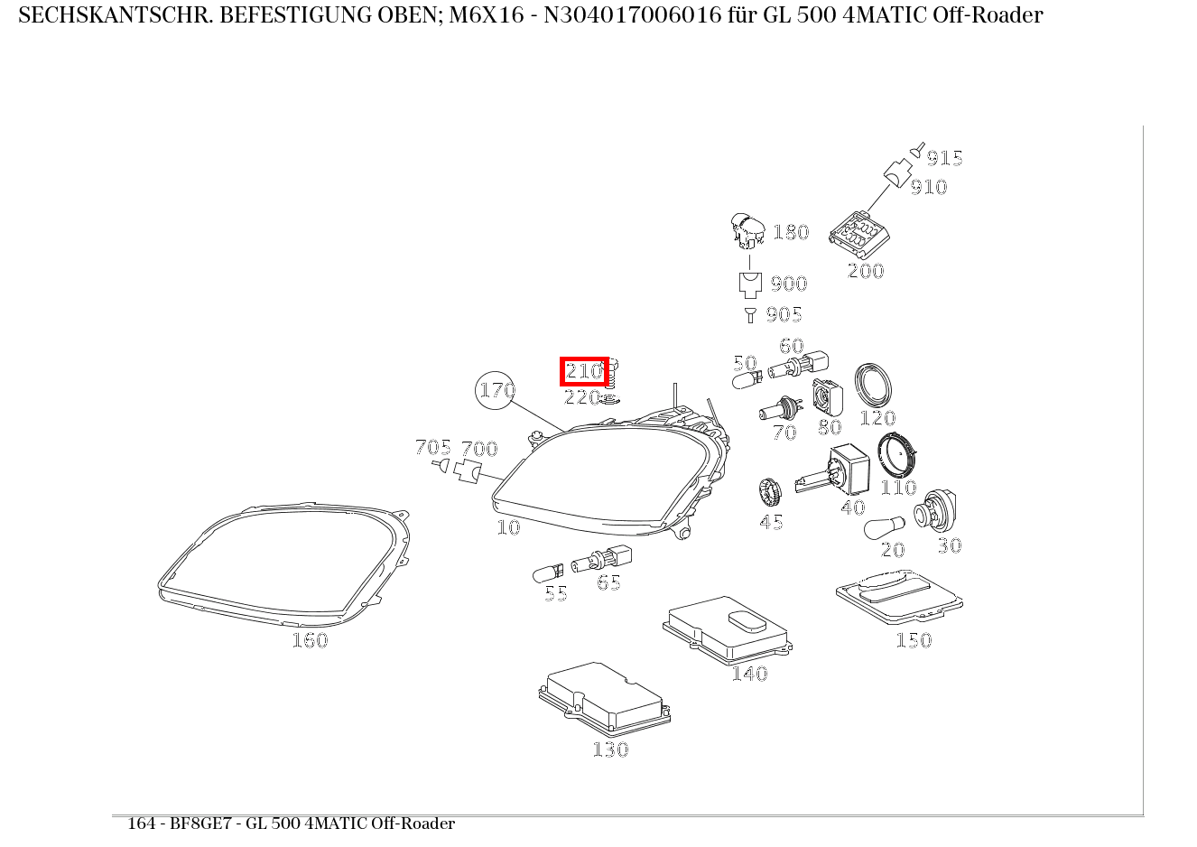 Sechskantschraube BEFESTIGUNG OBEN; M6X16 GL 500 4MATIC Off-Roader 164