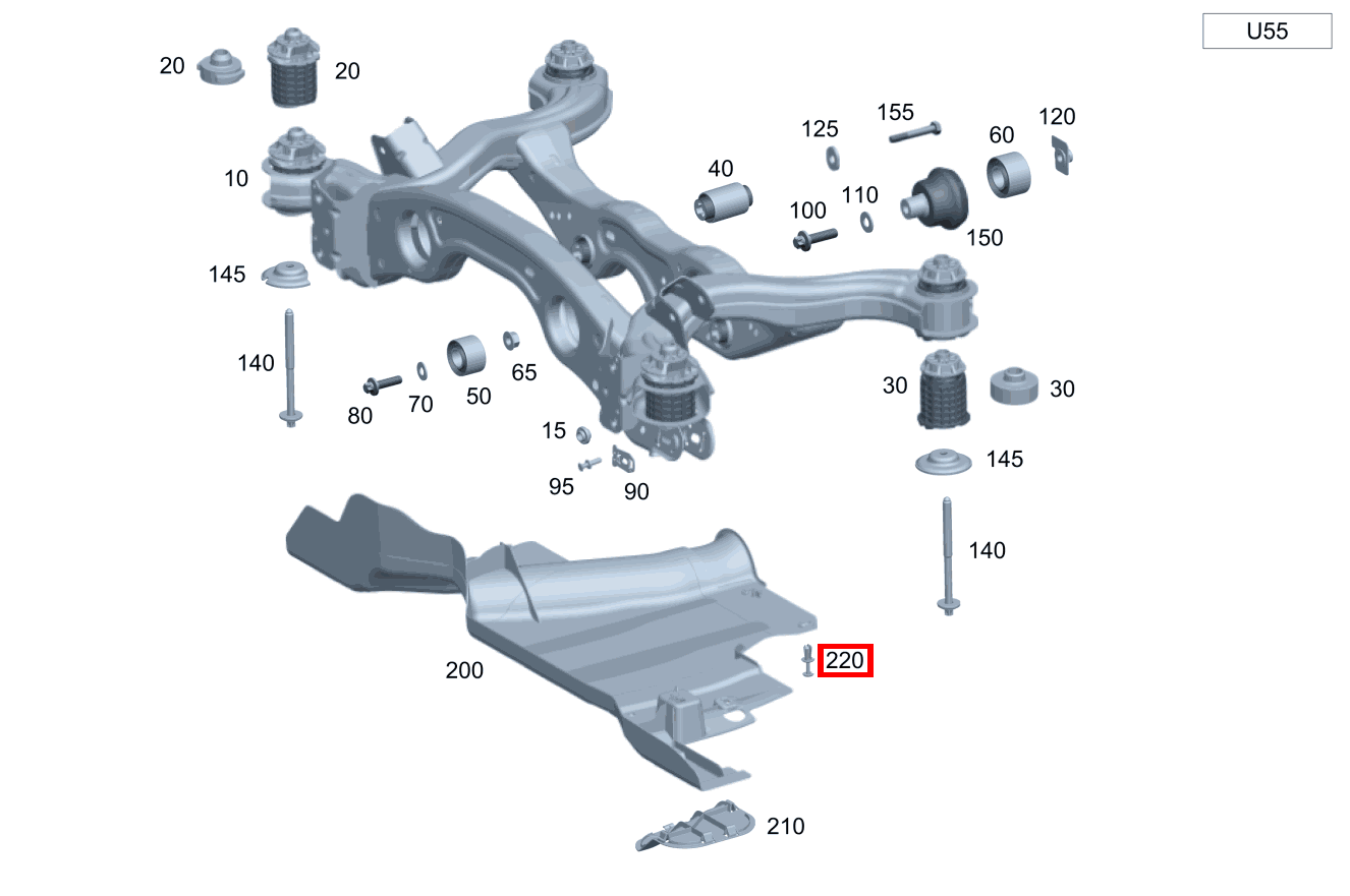 Spreizniet Verkleidung an Hinterachsträger GLA 200 4MATIC 247