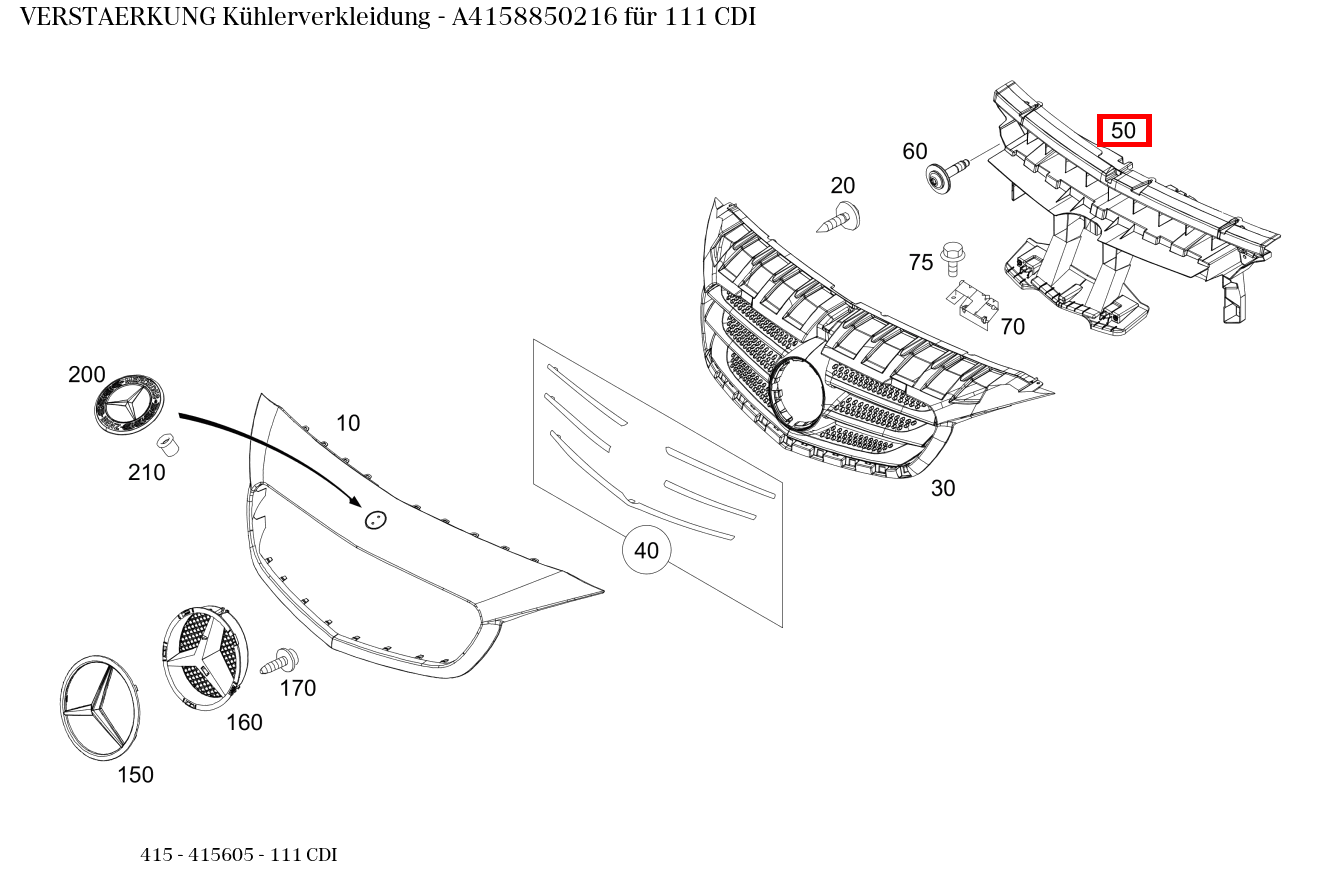 Verstärkung Kühlerverkleidung 111 CDI 415