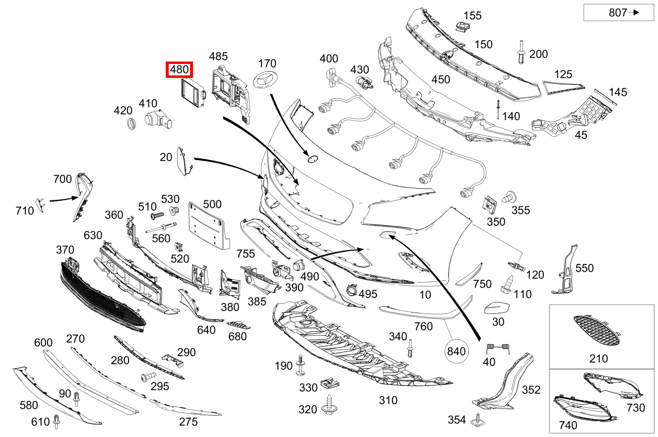 Radarsensor Distronic / Kollisionswarner Mercedes-AMG CLA 45 4MATIC Shooting Brake BCA 117