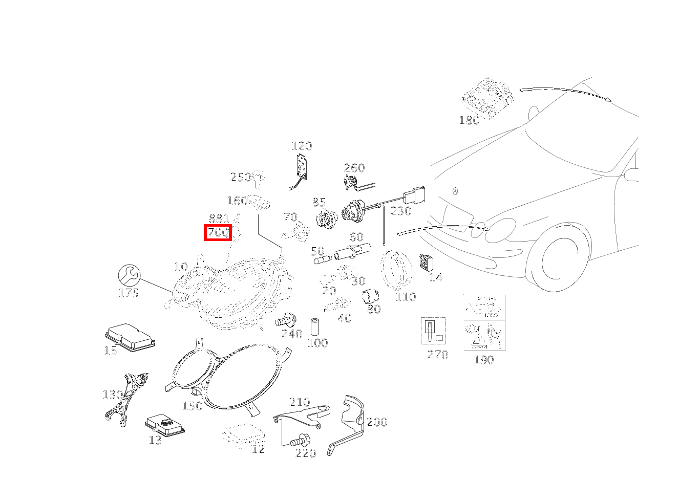 Elektr. Kupplungsgehäuse ZENTRALSTECKER (LEUCHTEINHEIT) E2 - S1; 4-PIN SLK2.8 E280CDI SONDERAUFB 211 Elektr. Kupplungsgehäuse ZENTRALSTECKER (LEUCHTEINHEIT) E2 - S1; 4-PIN SLK2.8 E280CDI SONDERAUFB 211