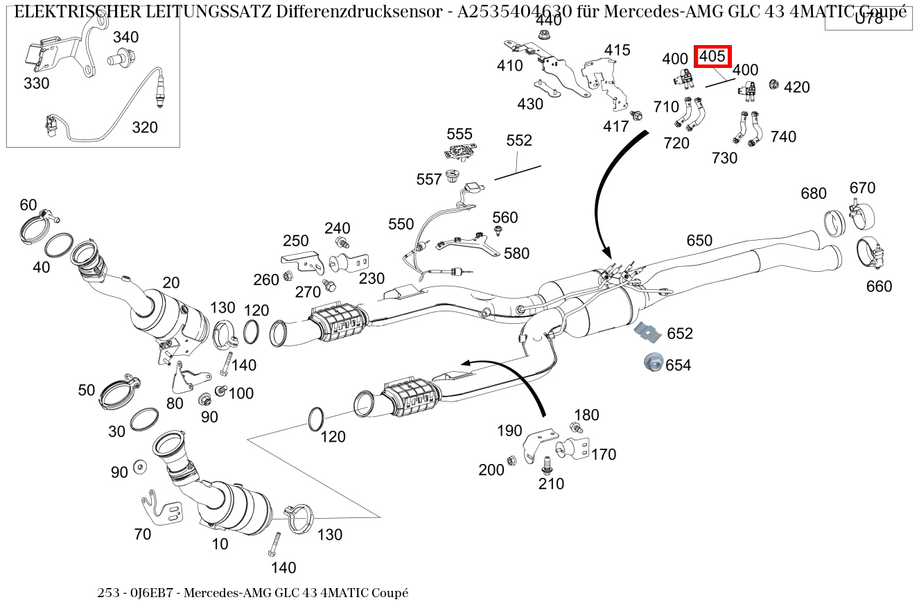 Elektrischer Leitungssatz Differenzdrucksensor Mercedes-AMG GLC 43 4MATIC Coupé 253 Elektrischer Leitungssatz Differenzdrucksensor Mercedes-AMG GLC 43 4MATIC Coupé 253