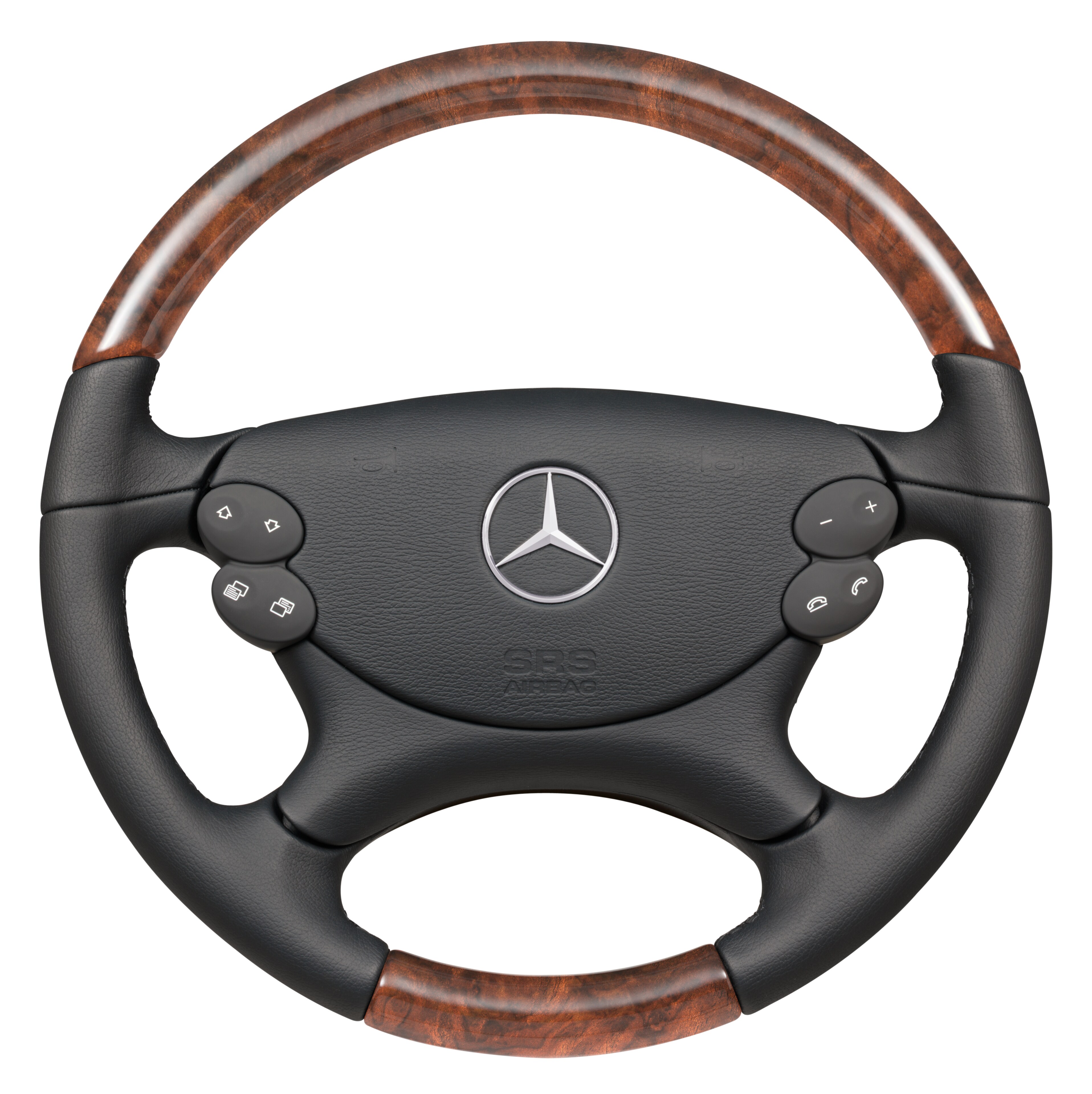 Holz-Leder-Lenkrad, wurzelnuß