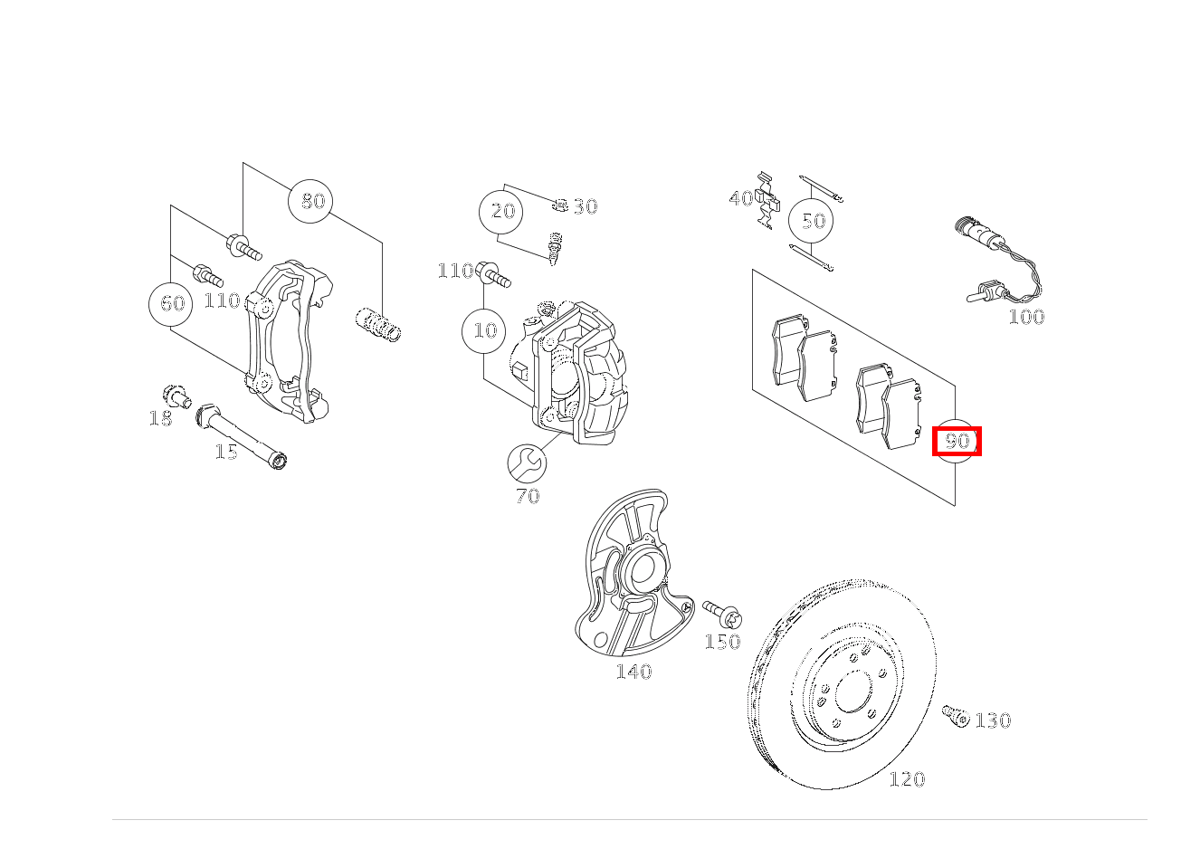 Teilesatz Bremsklotz Teilesatz, ohne Verschleißfühler SLK 350 Roadster Sportmotor 171