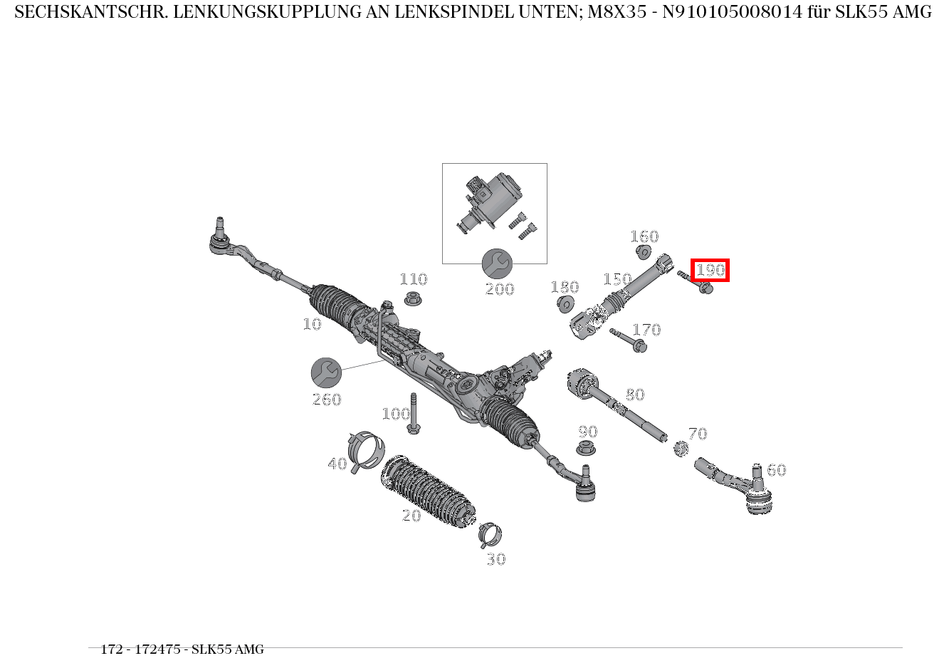Sechskantschraube LENKUNGSKUPPLUNG AN LENKSPINDEL UNTEN; M8X35 SLK55 AMG 172
