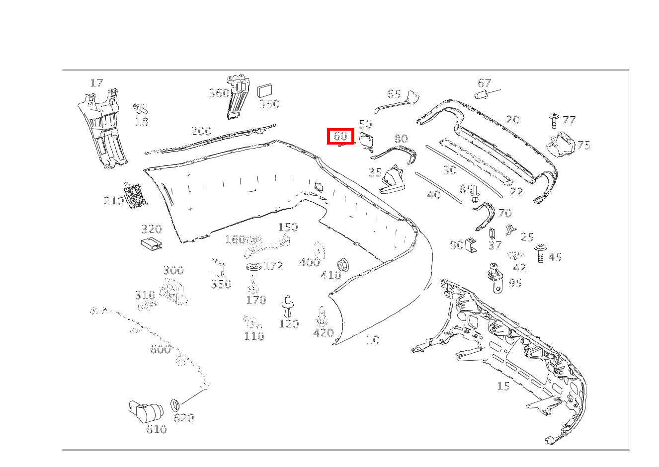 FANGBAND ABDECKKLAPPE FUER ABSCHLEPPBUEGEL CL 500 Coupé 4M BCA 216