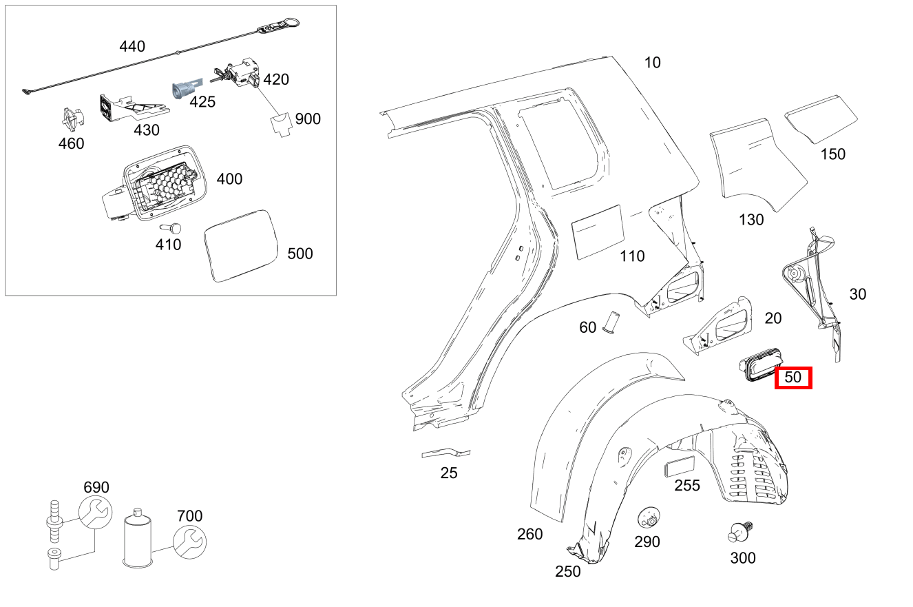 Klappe ENTLUEFTUNGSKLAPPE HINTEN GLK 220 CDI 4MATIC 253