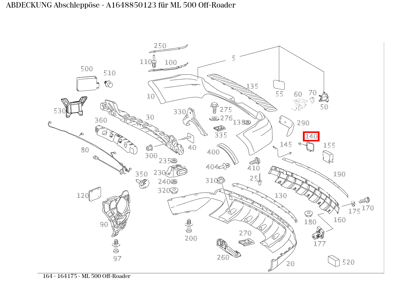 Abdeckung Abschleppöse ML 500 Off-Roader 164
