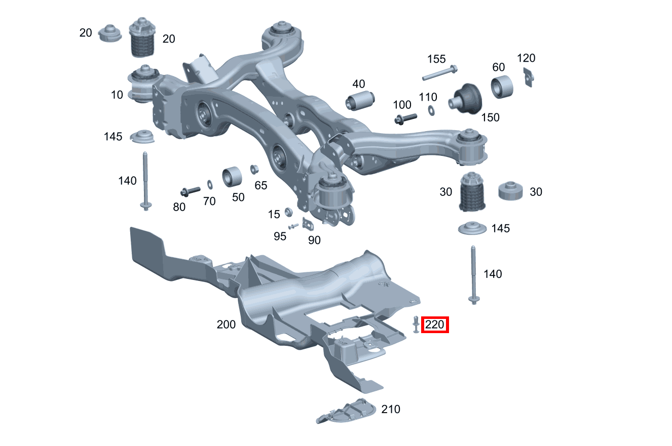 Spreizniet Verkleidung an Hinterachsträger GLB 200 4MATIC 253