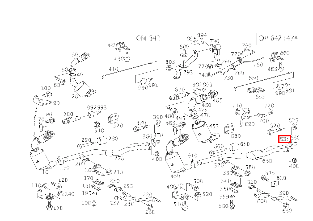 Flansch AUSPUFFROHR VORN AN AUSPUFFROHR HINTEN E 280 CDI T-Modell 213