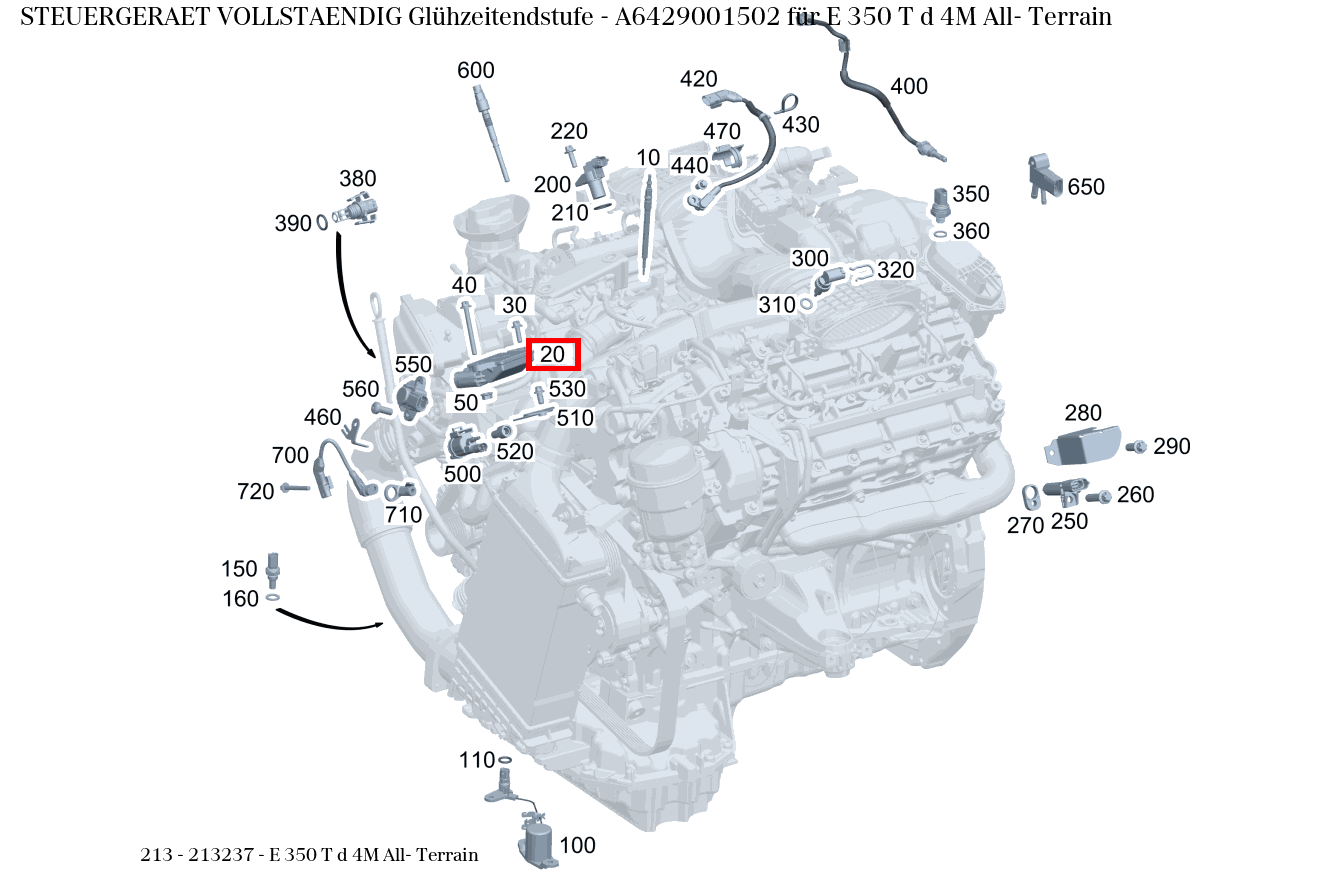 Steuergerät vollständig Glühzeitendstufe E 350 T d 4M All- Terrain 213 Steuergerät vollständig Glühzeitendstufe E 350 T d 4M All- Terrain 213