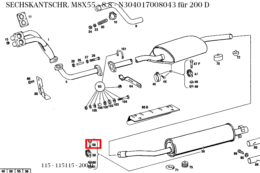 Sechskantschraube M8X55 - 8.8 200 D 115 Sechskantschraube M8X55 - 8.8 200 D 115
