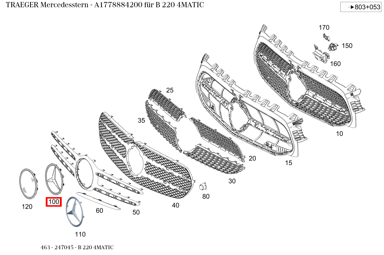 Träger Mercedesstern B 220 4MATIC 463 Träger Mercedesstern B 220 4MATIC 463