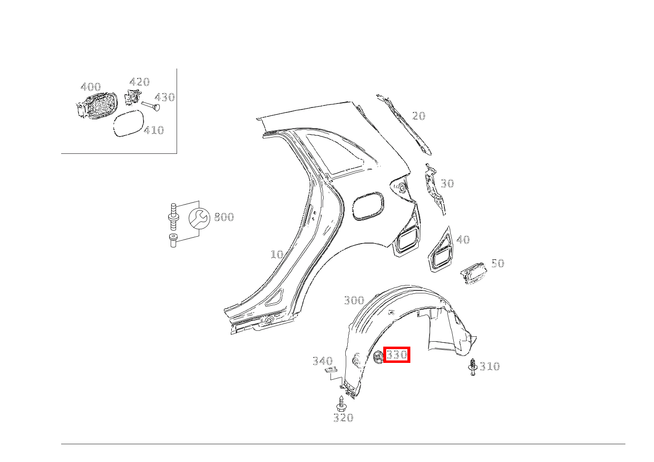 KUNSTSTOFFMUTTER ABDECKUNG AN KAROSSERIE RECHTS B220 4M 246