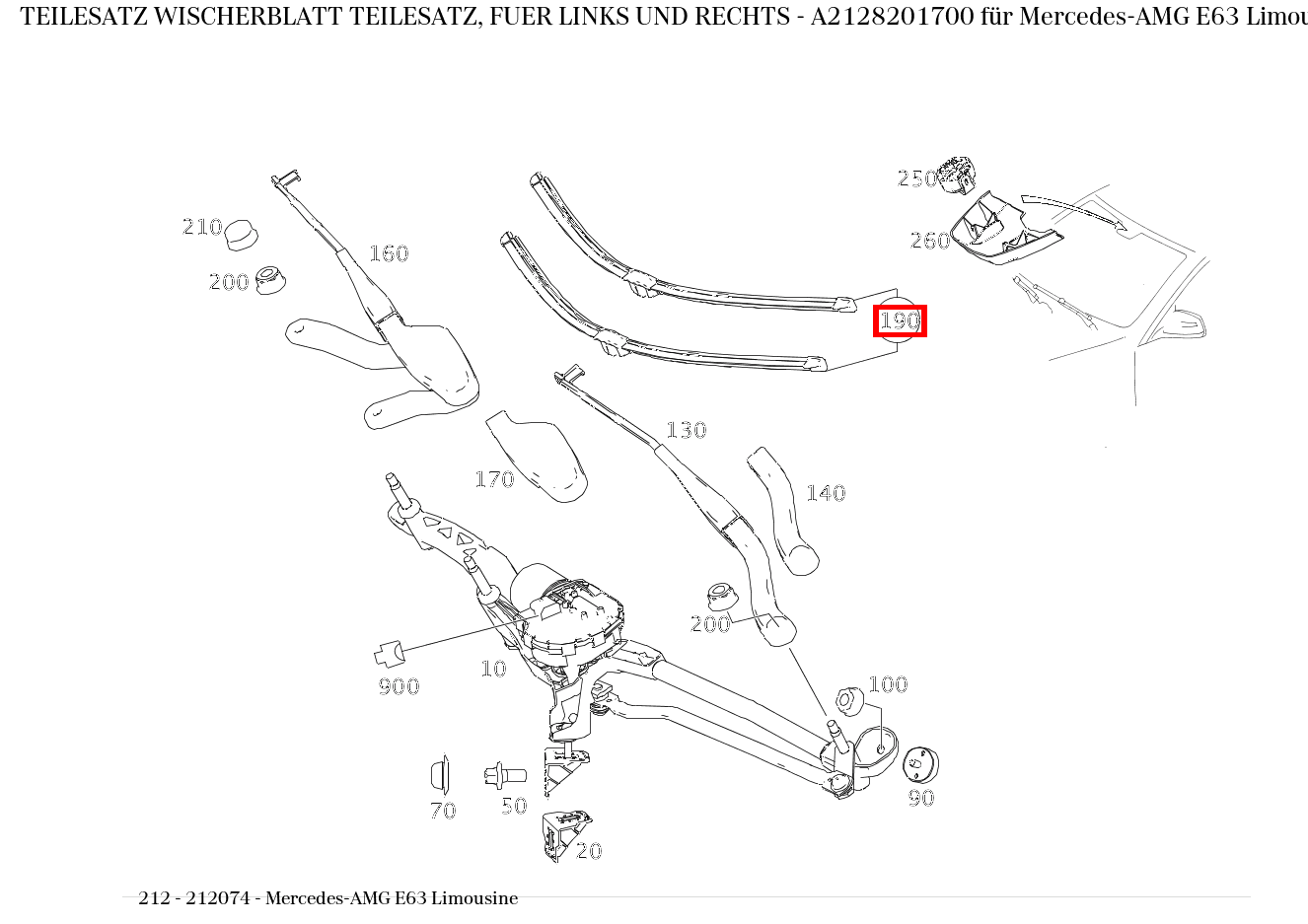 Teilesatz Wischerblatt TEILESATZ, FUER LINKS UND RECHTS Mercedes-AMG E63 Limousine 212
