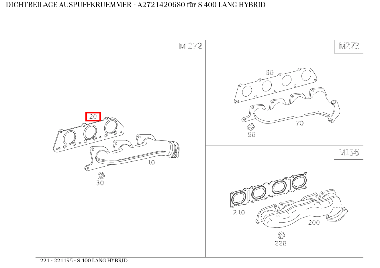 Dichtbeilage AUSPUFFKRUEMMER S 400 LANG HYBRID 221