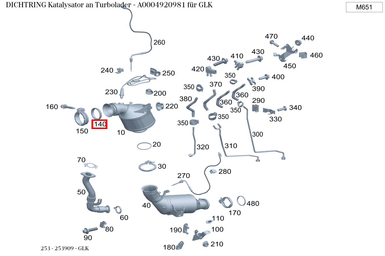 Dichtring Katalysator an Turbolader GLK 253 Dichtring Katalysator an Turbolader GLK 253