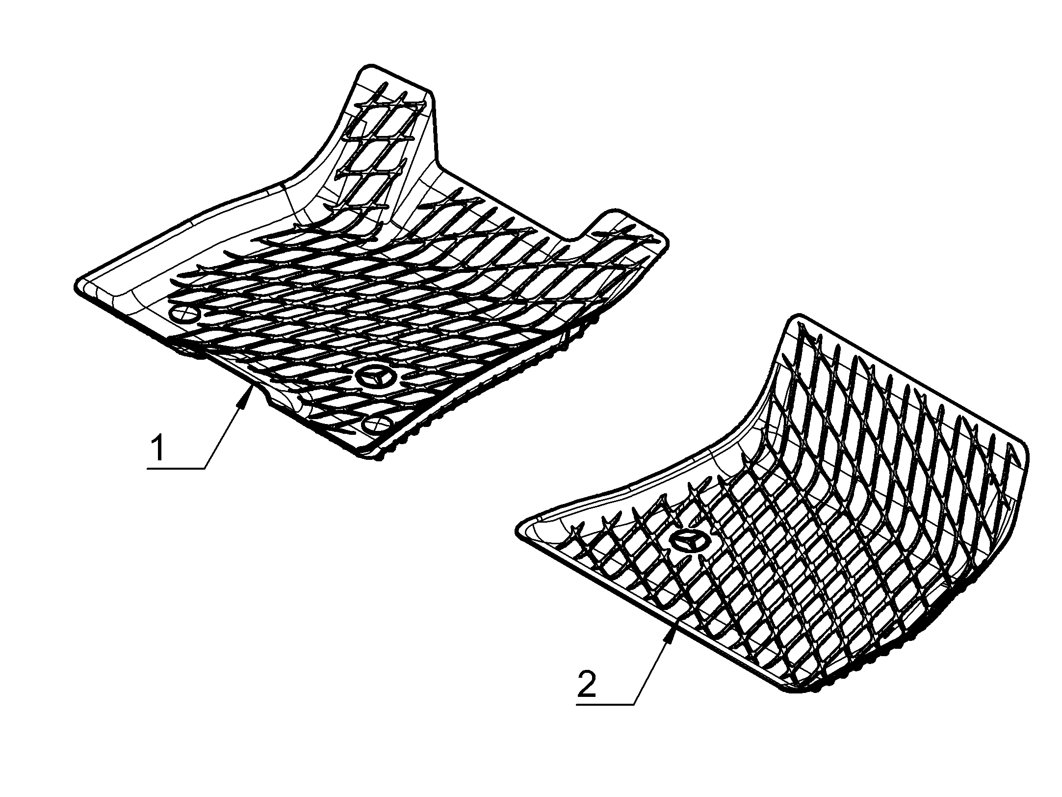 Mercedes-Benz -  Fußraumschale EQA H243, Dynamic Squares, Fahrer-/Beifahrermatte, 2-teilig,
