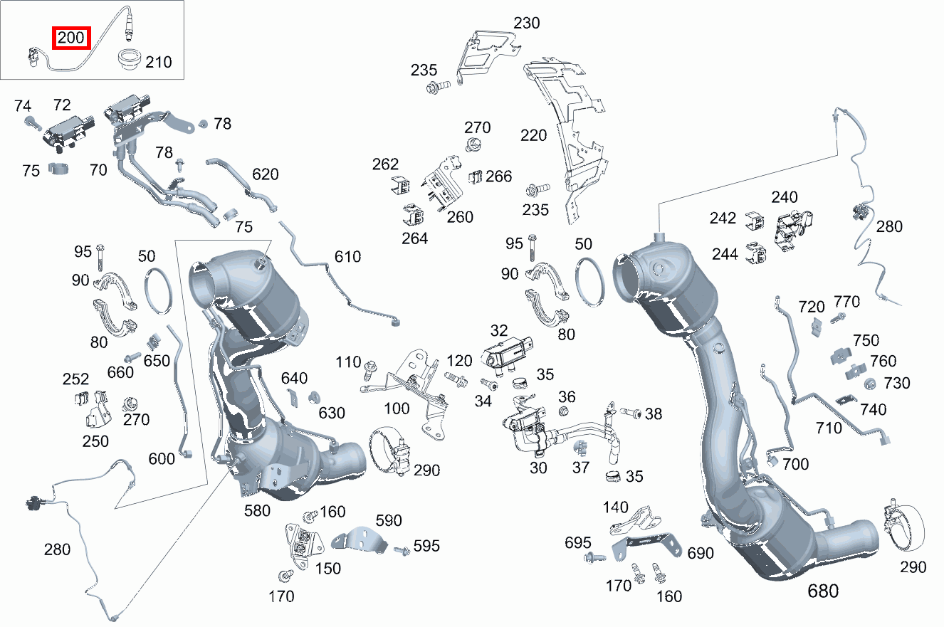 Lambdasonde Diagnosesonde links nach Katalysator Mercedes-AMG GT 63 S 4MATIC+ 290