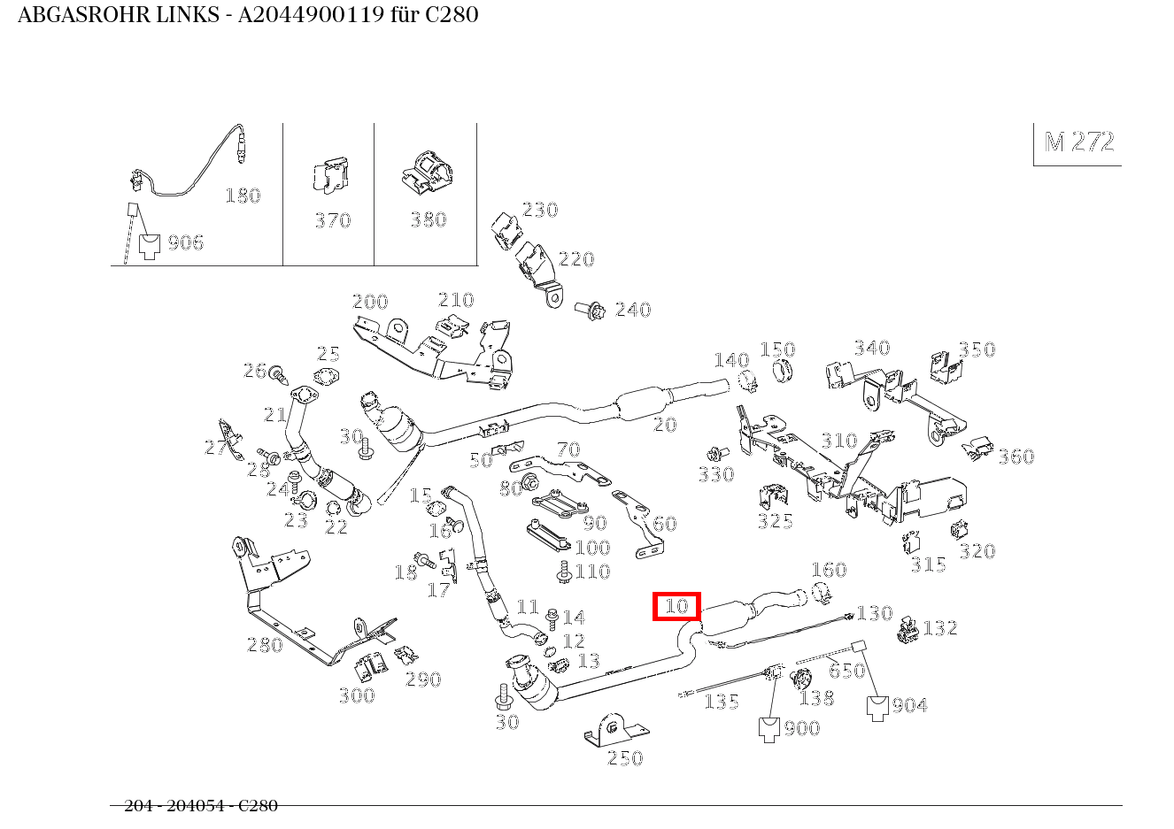 Abgasrohr LINKS C280 204