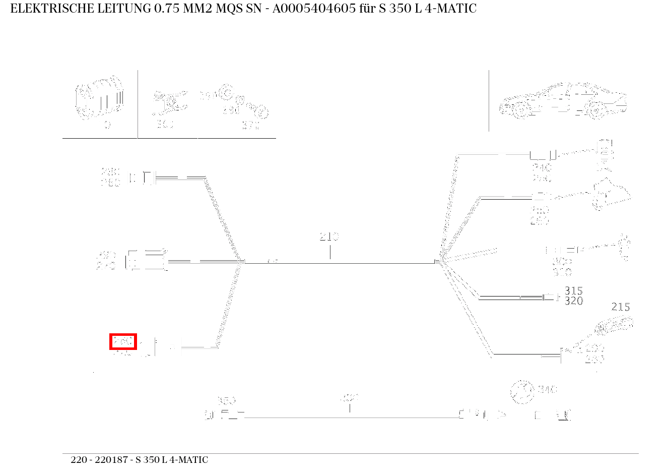 Elektrische Leitung 0.75 MM2 MQS SN S 350 L 4-MATIC 220 Elektrische Leitung 0.75 MM2 MQS SN S 350 L 4-MATIC 220