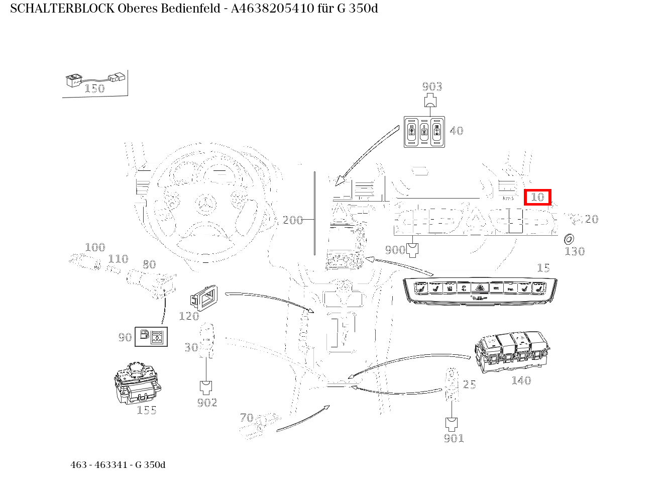 Schalterblock Oberes Bedienfeld G 350d 463 Schalterblock Oberes Bedienfeld G 350d 463