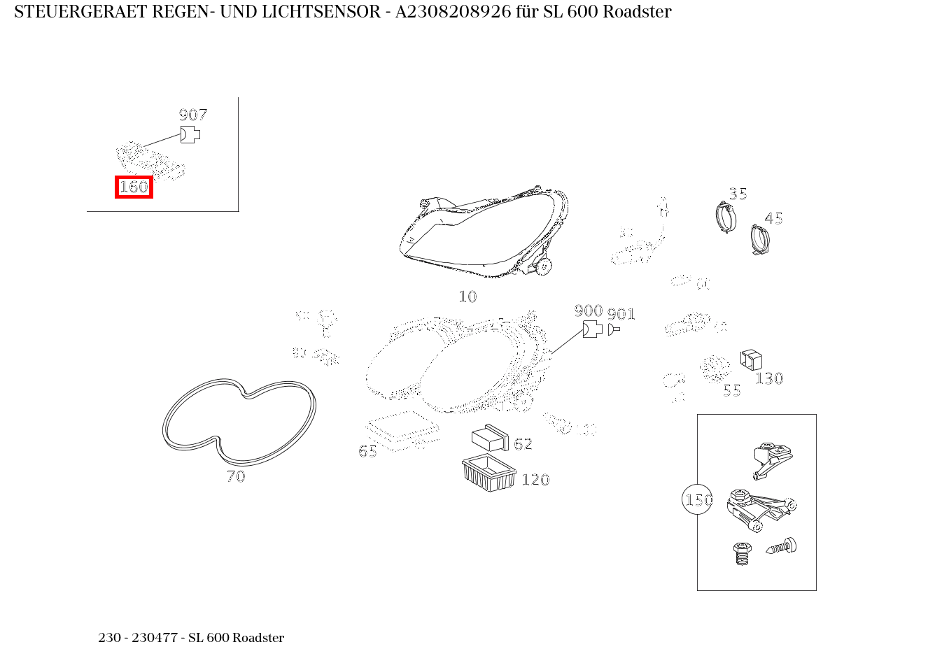 STEUERGERAET REGEN- UND LICHTSENSOR SL 600 Roadster 230