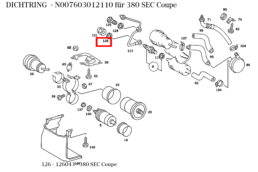 Dichtring 380 SEC Coupe 126 Dichtring 380 SEC Coupe 126