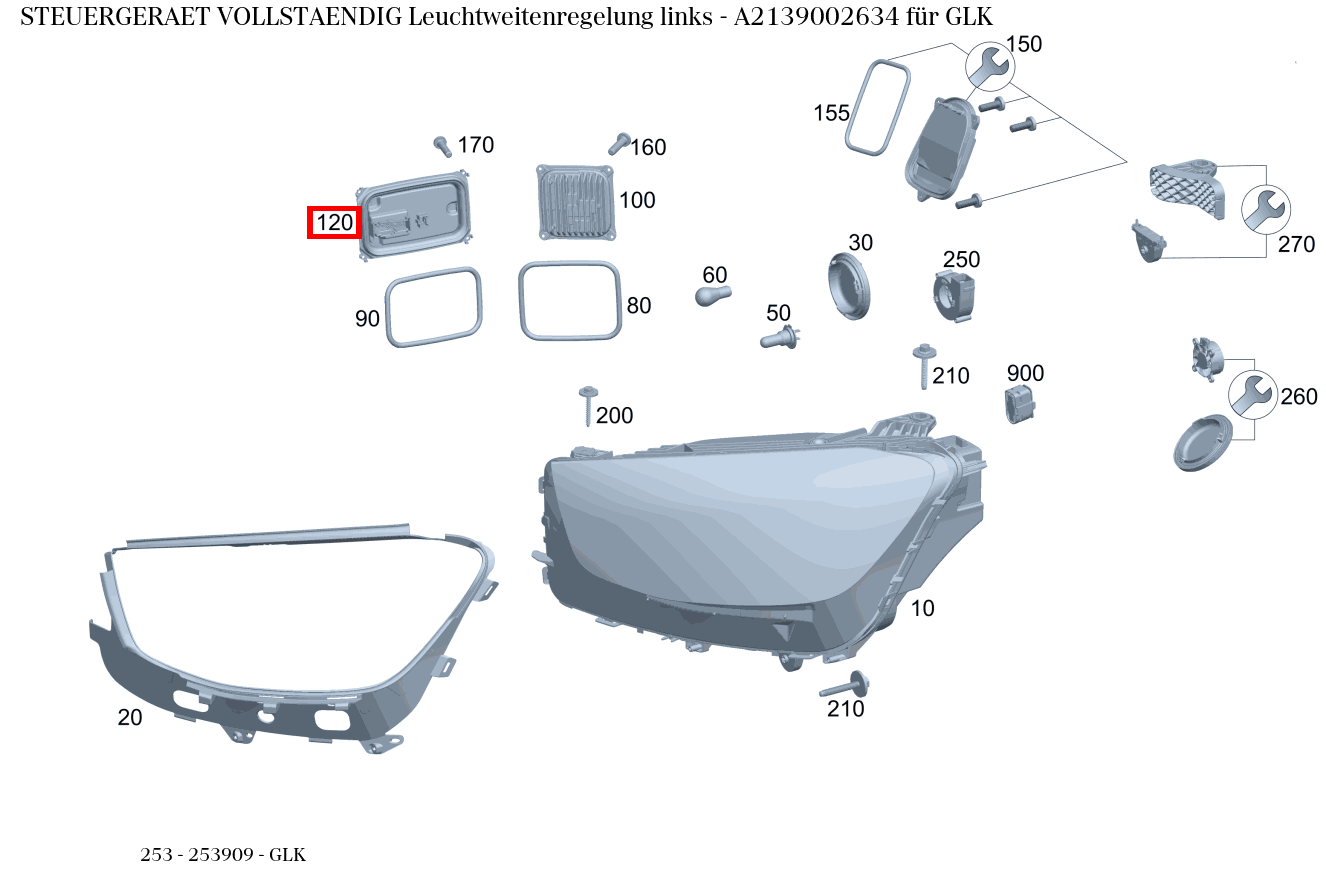 Steuergerät vollständig Leuchtweitenregelung links GLK 253 Steuergerät vollständig Leuchtweitenregelung links GLK 253