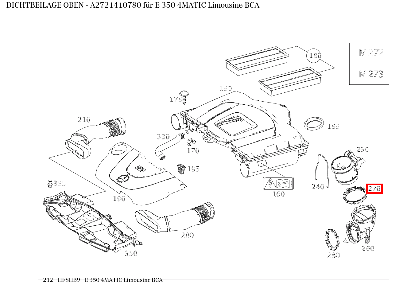 Dichtbeilage OBEN E 350 4MATIC Limousine BCA 212 Dichtbeilage OBEN E 350 4MATIC Limousine BCA 212