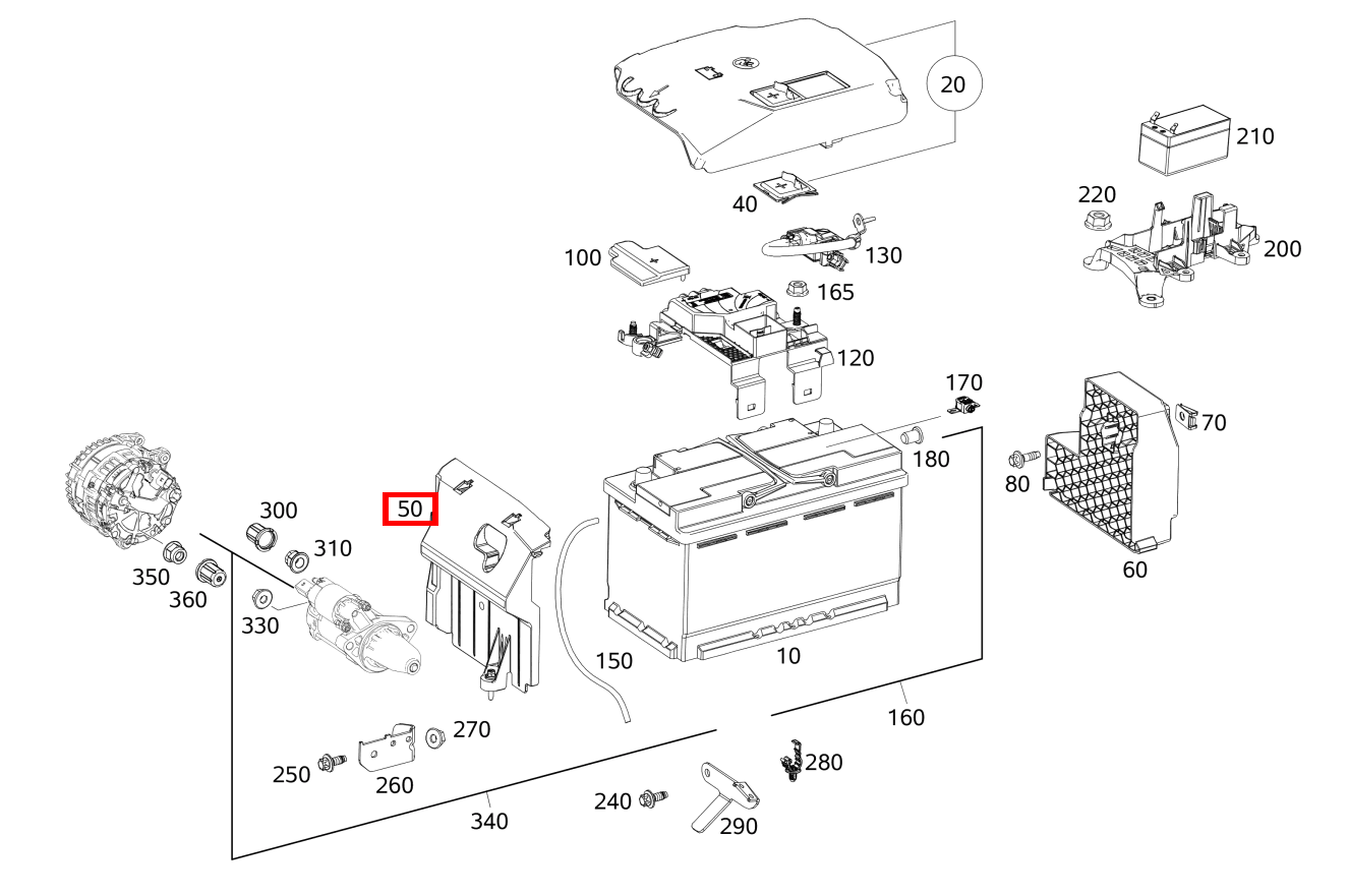 Seitenwand Starterbatterie Mercedes-AMG CLA 35 4MATIC Coupé 177