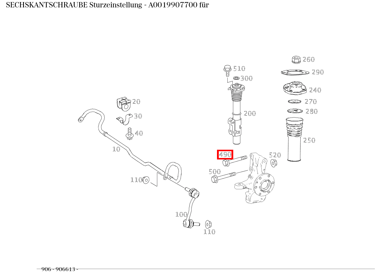 Sechskantschraube Sturzeinstellung 906