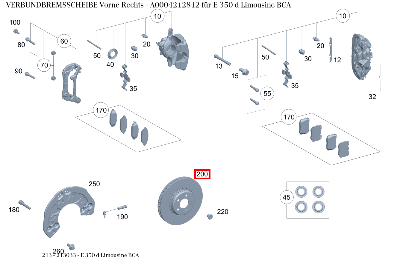Verbundbremsscheibe Vorne Rechts E 350 d Limousine BCA 213
