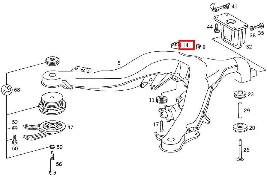 Gummilager ACHSGEHAEUSE AN HINTERACHSTRAEGER,VORN OBEN 420 SEC COUPE mit Automatic 126 Gummilager ACHSGEHAEUSE AN HINTERACHSTRAEGER,VORN OBEN 420 SEC COUPE mit Automatic 126