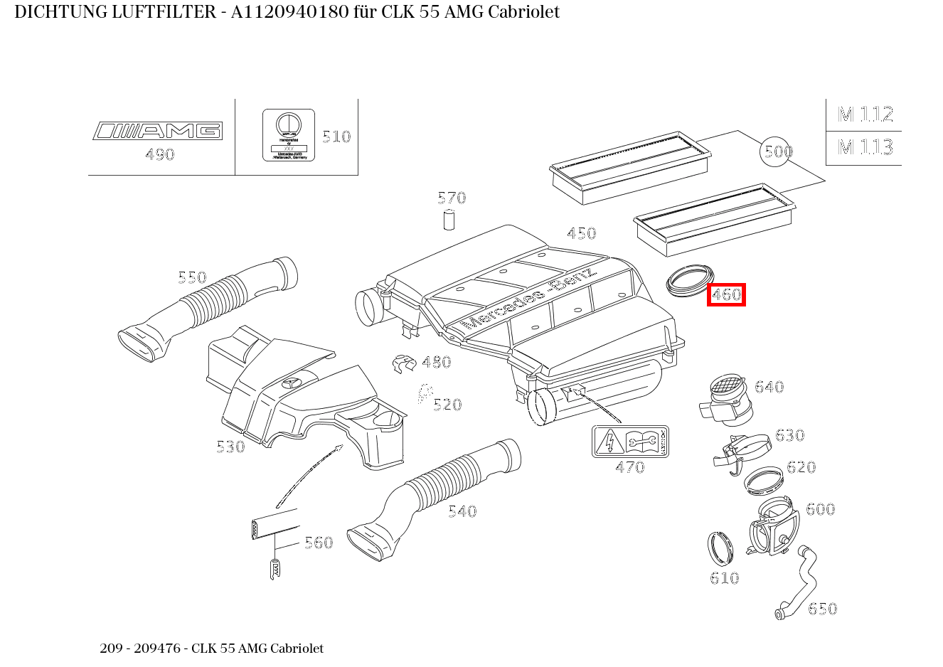 ABDICHTUNG LUFTFILTER CLK 55 AMG Cabriolet 209 ABDICHTUNG LUFTFILTER CLK 55 AMG Cabriolet 209