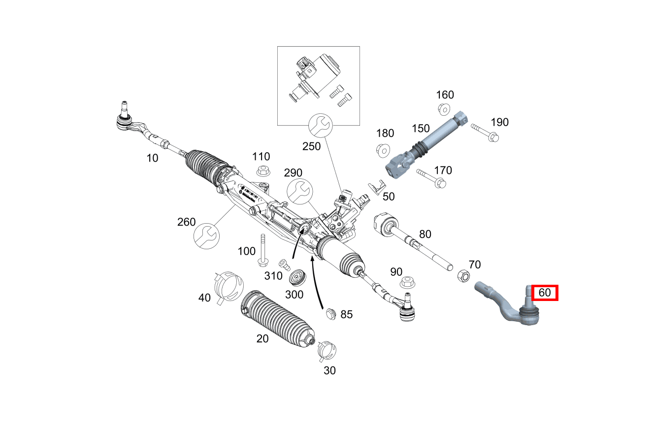 REP.SATZ SPURSTANGE LINKS AUSSEN E 500/550 CABR. 207